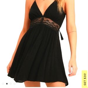 NWT LULUS Good Grace Black Lace Backless Dress, S